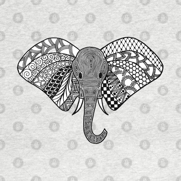 Zentangle Elephant by calenbundalas